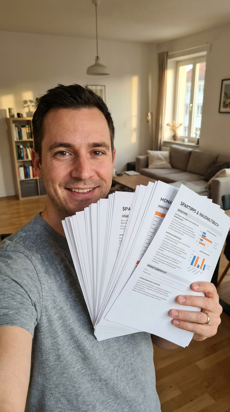 Zufriedener Leser mit Oma Ernas Sparbuch